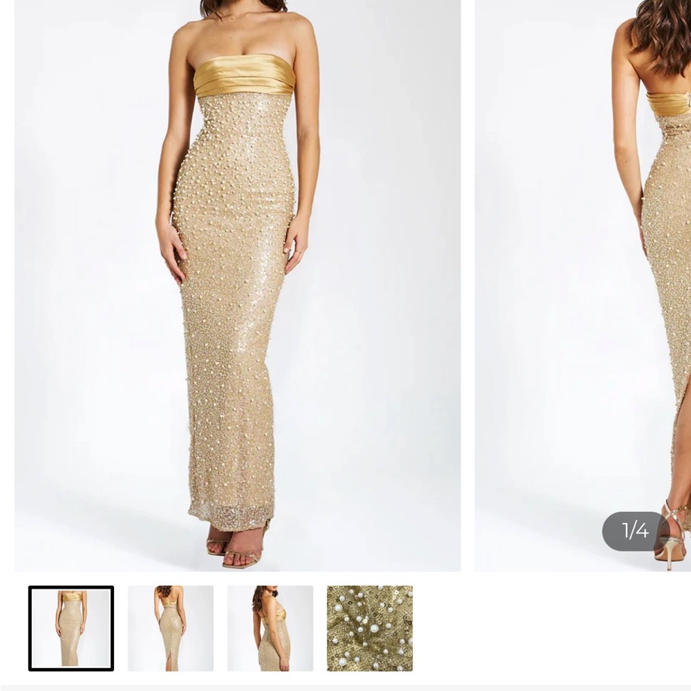 Elegant Gold Strapless Dress